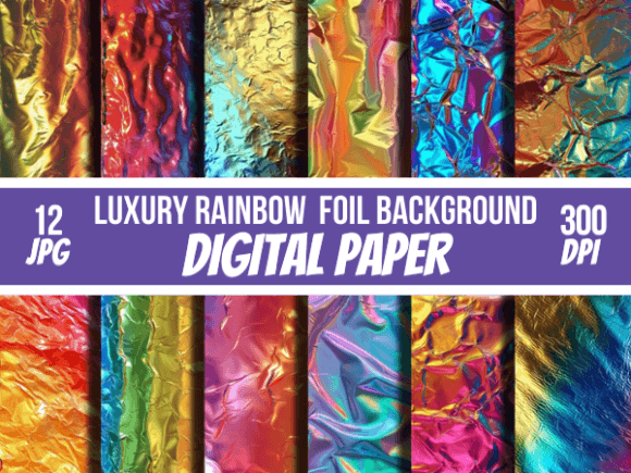Rainbow Pattern Background Digital Paper