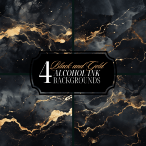 Black Gold Marble Alcohol Ink Background