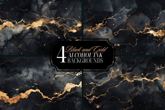 Black Gold Marble Alcohol Ink Background