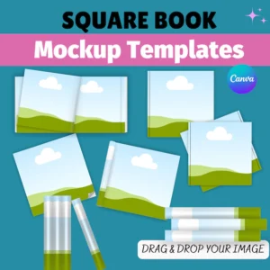 Square Book Mockup for A plus Content with props