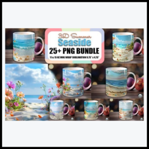 Sublimation Bundle featuring 3D Seaside Mug Wraps
