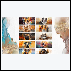 Volume 2 of Watercolor Dog Mug Wraps with Dog PNG Images