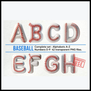 Baseball Alphabet & Number PNG Letters