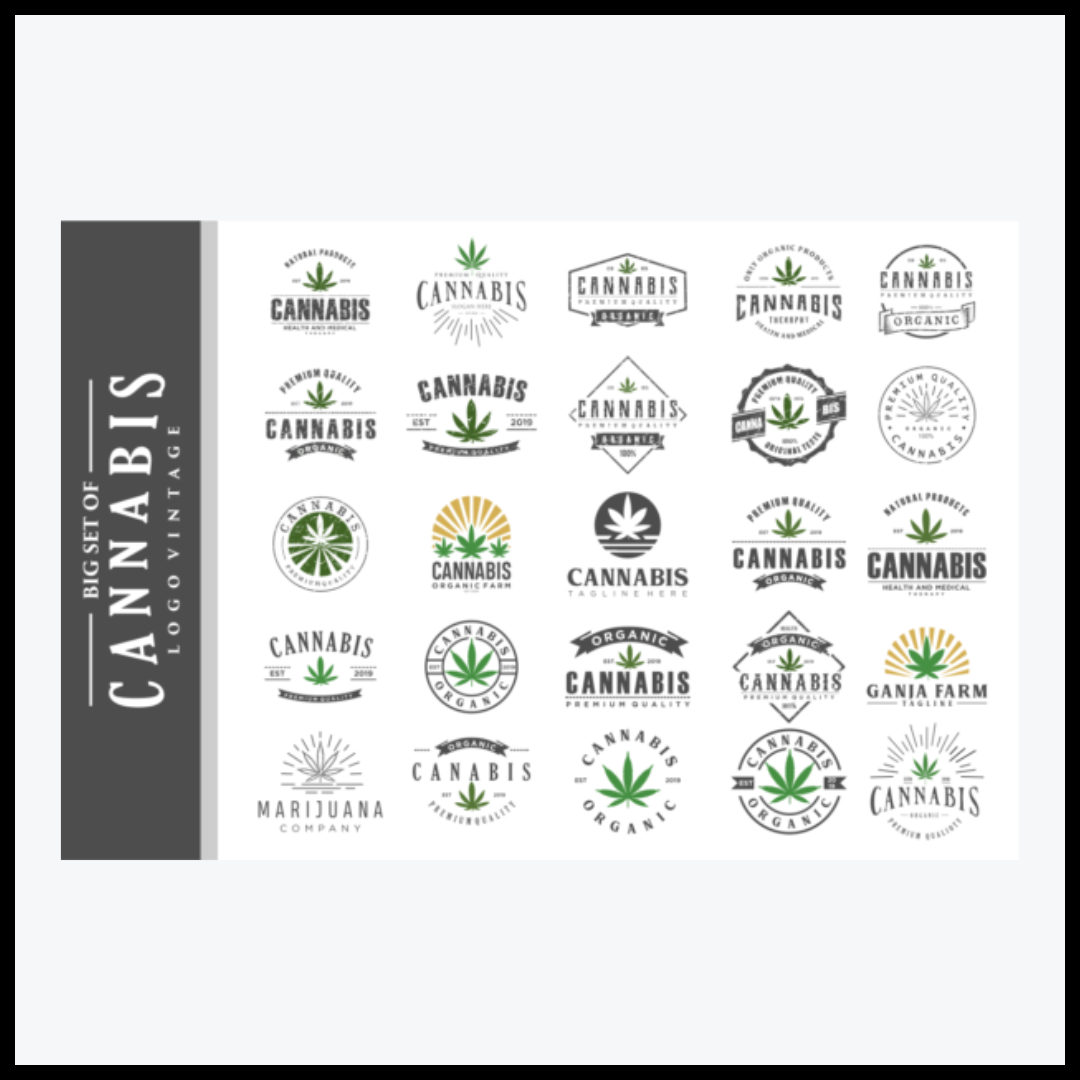 Big Set of Vintage Hemp Cannabis Logo