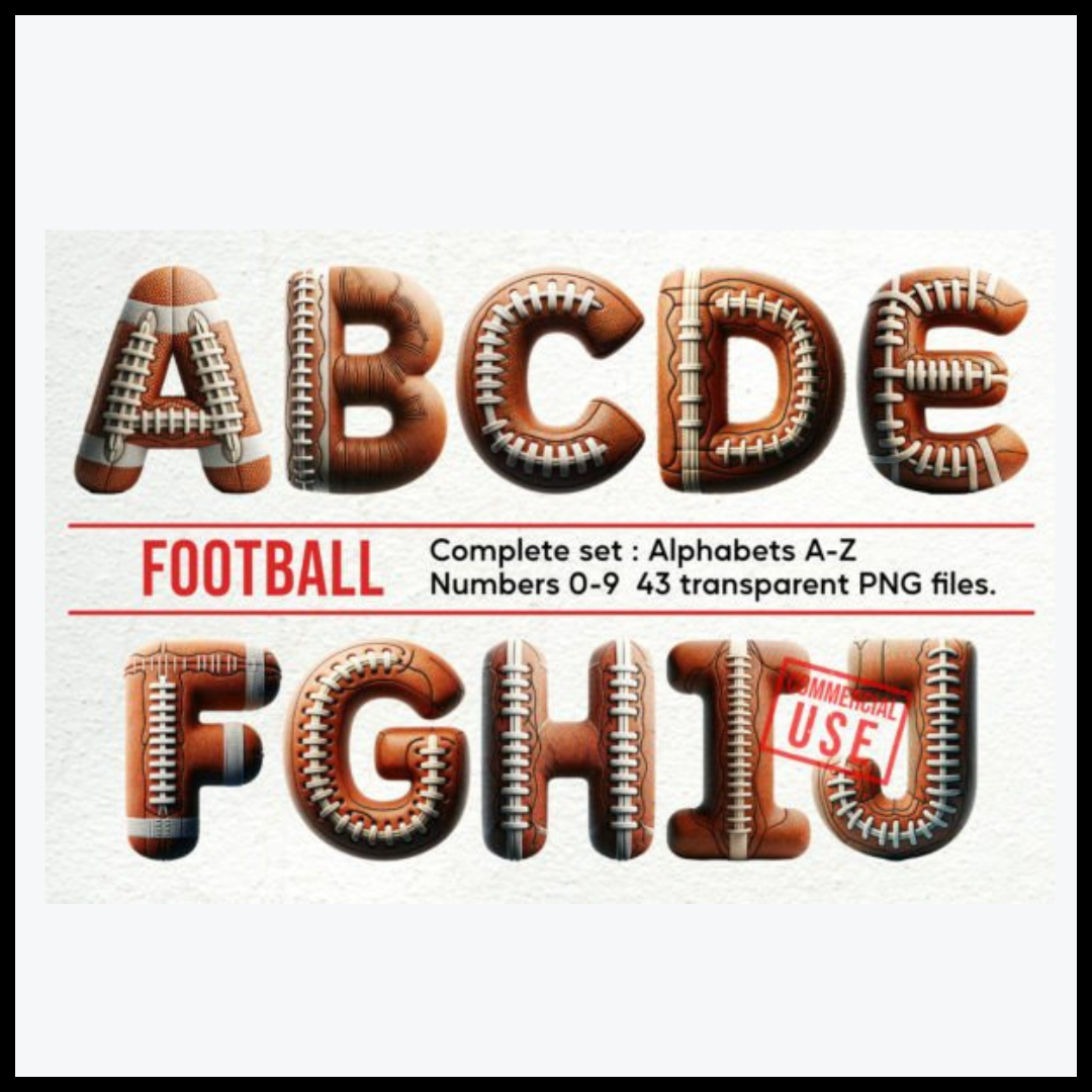 American Football Alphabet & Number