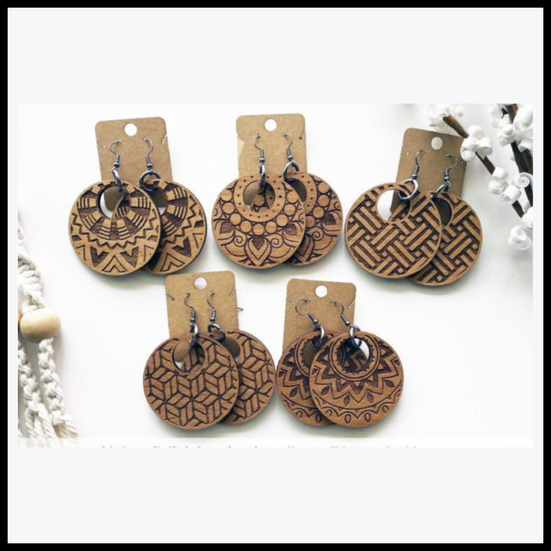 Mandala Wood Earrings